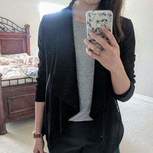 Black Zara Waterfall Open Blazer Jacket